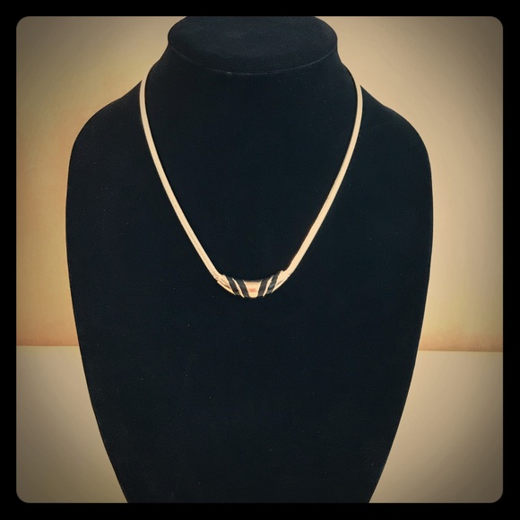 SIGNED Vintage Avon Enamel Snake Chain Necklace - Picture 1 of 6